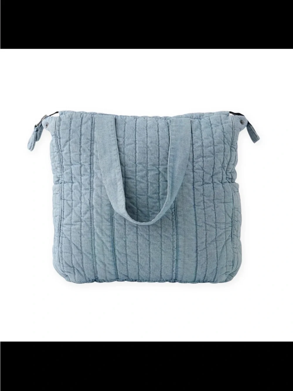 Light Blue Quilted Tote Bag - Soft Everyday Shoulder Bag